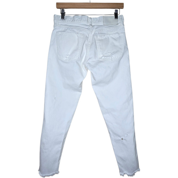 Moussy‎ Vintage Kelley Mid Rise Tapered Ankle Jeans White Distressed Size 26 - Picture 4 of 16